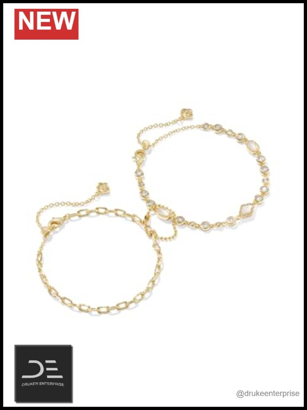 Mini Elisa Abbie 2 Piece Chain Bracelet Set Gold